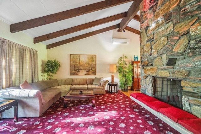 59 Giant Oak Rd, Ridge, NY 11961 - living area with a wall mounted AC and carpet
