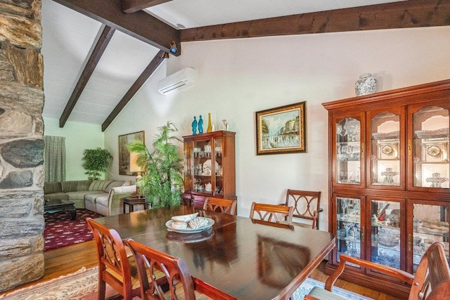 59 Giant Oak Rd, Ridge, NY 11961 - dining room featuring a wall mounted AC and wood finished floors