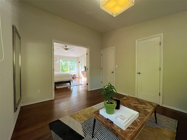 57 Hamilton Dr, Chappaqua, NY 10514 - living area featuring wood finished floors, baseboards, and a ceiling fan