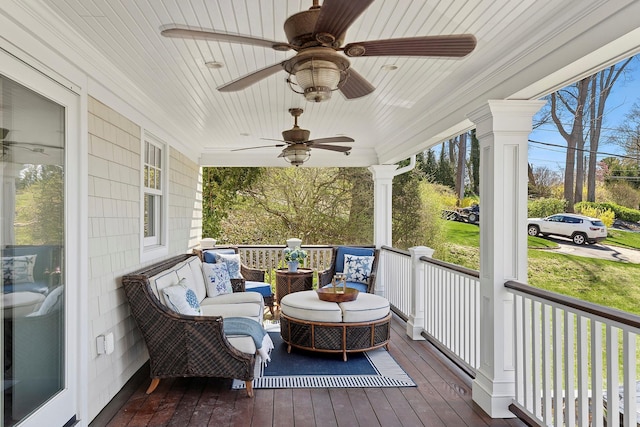 356 Bay Ave, Huntington Bay, NY 11743 - sunroom / solarium featuring ceiling fan