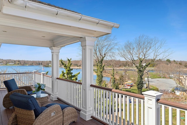 356 Bay Ave, Huntington Bay, NY 11743 - balcony with covered porch and a water view