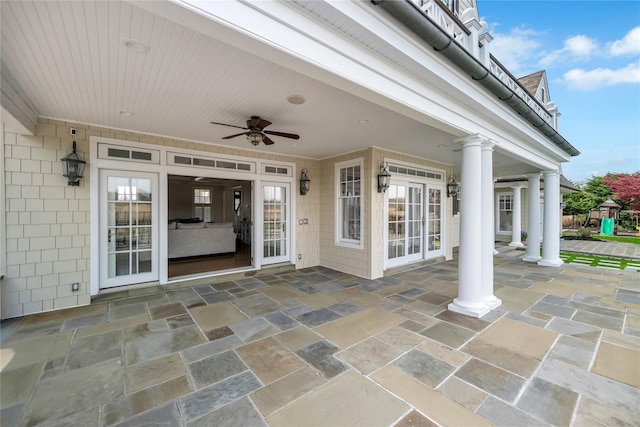 view of patio with a ceiling fan