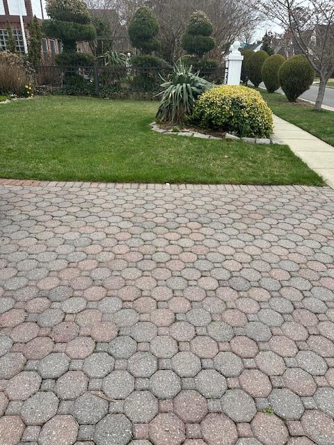 view of home's community with a lawn