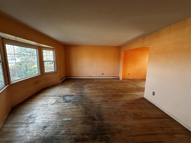 74 Jerusalem Ave, Massapequa, NY 11758 - unfurnished room featuring wood finished floors and a baseboard radiator