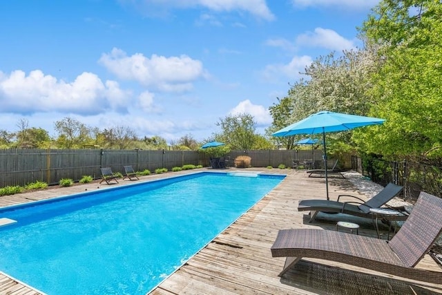 3320 Oregon Rd, Mattituck, NY 11952 - view of pool with a fenced backyard and a wooden deck