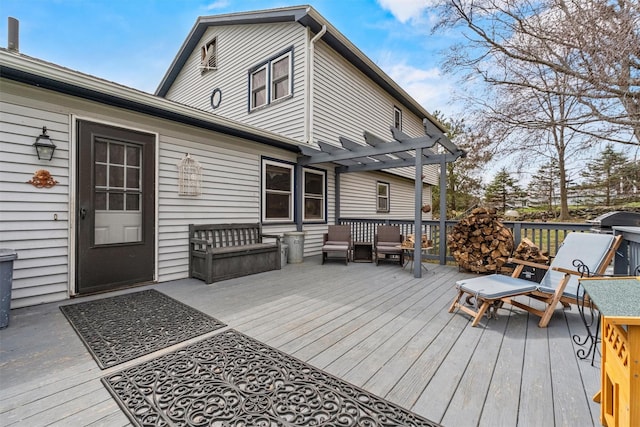 wooden deck with a pergola