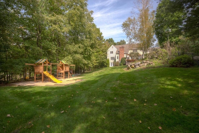 view of yard featuring a playground