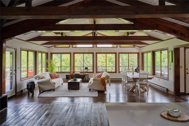 65 Deuner Hill Rd, Callicoon Center, NY 12723 - living room with plenty of natural light, hardwood / wood-style flooring, and a baseboard heating unit