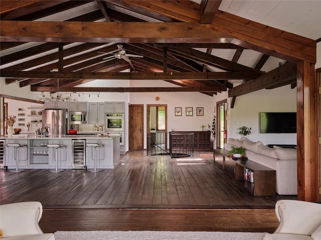 65 Deuner Hill Rd, Callicoon Center, NY 12723 - living room featuring wine cooler and dark wood-style flooring