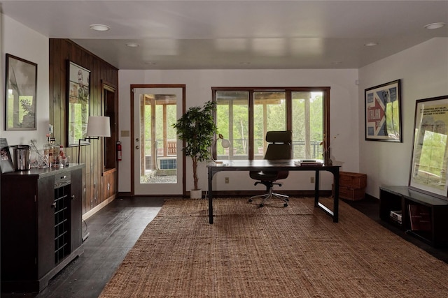 65 Deuner Hill Rd, Callicoon Center, NY 12723 - office featuring dark wood-style flooring, baseboards, and recessed lighting