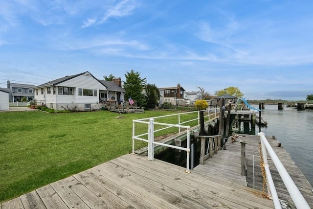 260 Washington Ave, Harbor Isle, NY 11558 - view of dock featuring a lawn and a water view