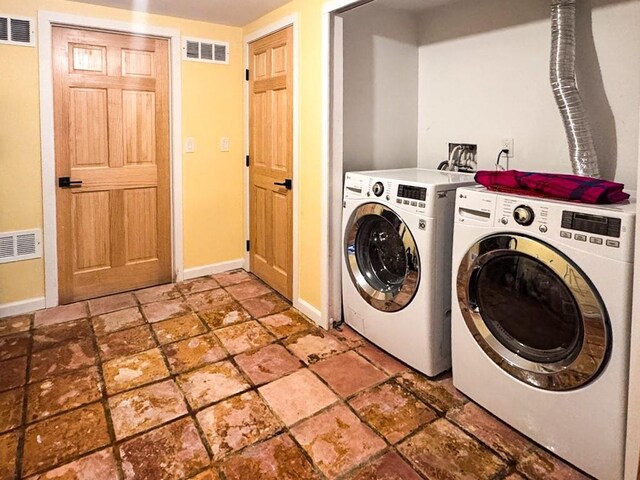 649 County Road 95, North Branch, NY 12766 - laundry area featuring separate washer and dryer and stone tile flooring