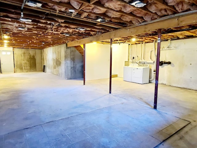 89 Railroad Ave, Center Moriches, NY 11934 - unfinished basement featuring washer and dryer
