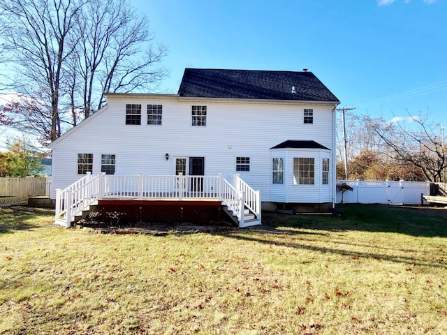 89 Railroad Ave, Center Moriches, NY 11934 - rear view of property with a yard, fence private yard, and a deck