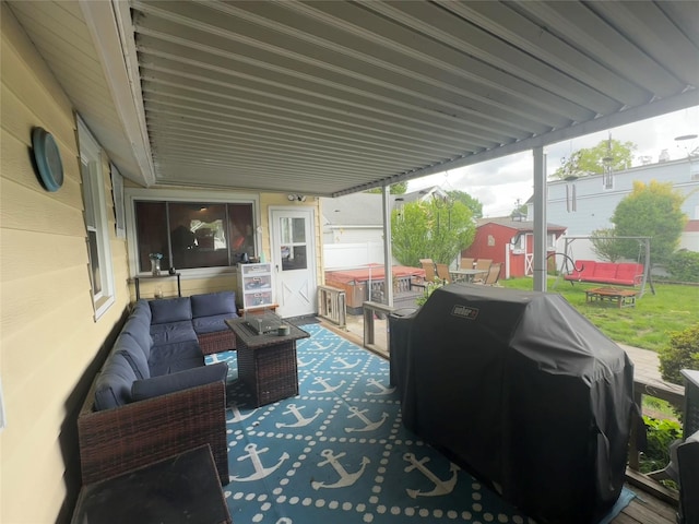 524 Polaris St, North Babylon, NY 11703 - view of patio / terrace featuring an outdoor living space and a grill