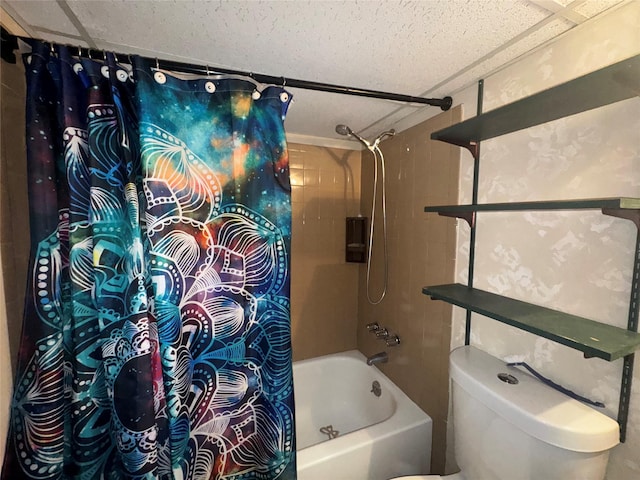 524 Polaris St, North Babylon, NY 11703 - full bath with shower / tub combo, toilet, and a textured ceiling