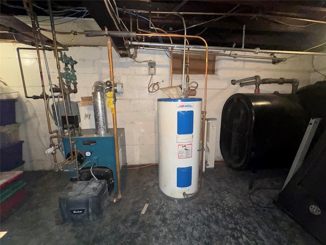 524 Polaris St, North Babylon, NY 11703 - utilities with water heater, oil tank, and a heating unit