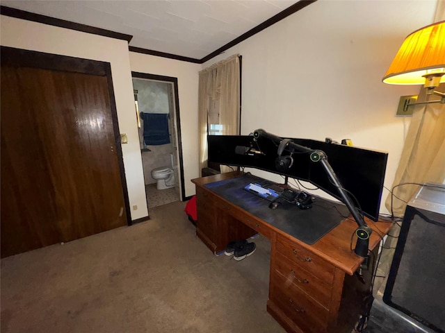 524 Polaris St, North Babylon, NY 11703 - carpeted home office with crown molding