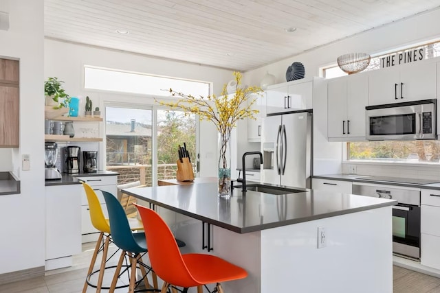 267 Floral Walk, Fire Island Pines, NY 11782 - kitchen featuring a sink, dark countertops, appliances with stainless steel finishes, and a healthy amount of sunlight