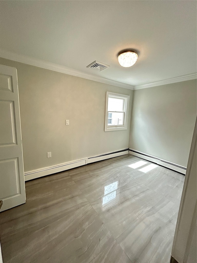 22 Peacock Ln, Levittown, NY 11756 - spare room with ornamental molding and visible vents