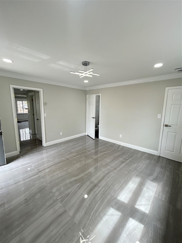 22 Peacock Ln, Levittown, NY 11756 - empty room featuring baseboards, crown molding, ceiling fan, and recessed lighting