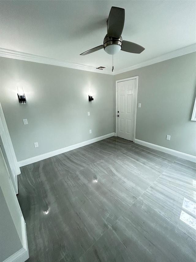 22 Peacock Ln, Levittown, NY 11756 - interior space with baseboards, a ceiling fan, visible vents, and crown molding