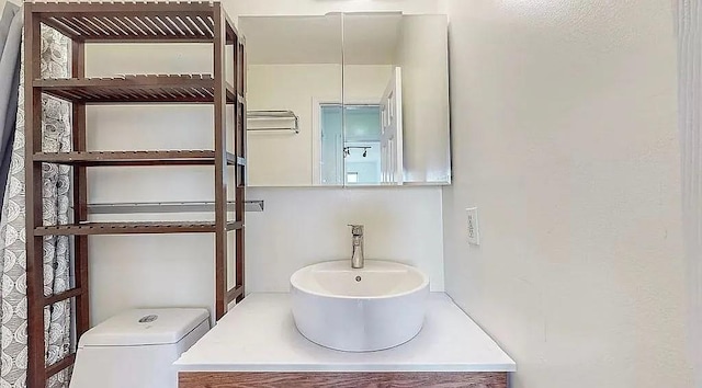 bathroom with toilet and vanity