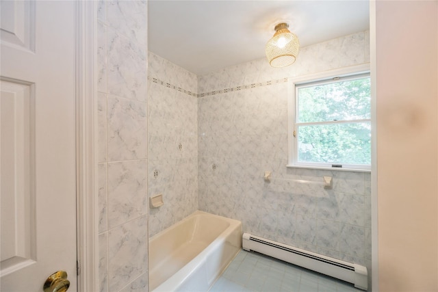 3 Benjamin Ct, Ardsley, NY 10502 - full bathroom featuring a baseboard radiator, tile patterned flooring, and a bathtub