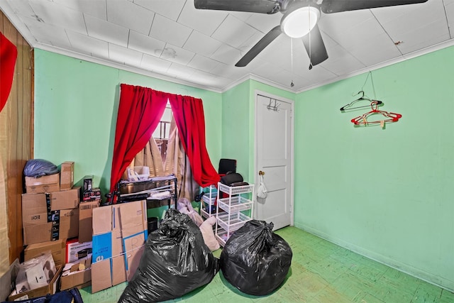 53 Dill Rd, Forestburgh, NY 12777 - interior space featuring tile patterned floors, crown molding, and ceiling fan