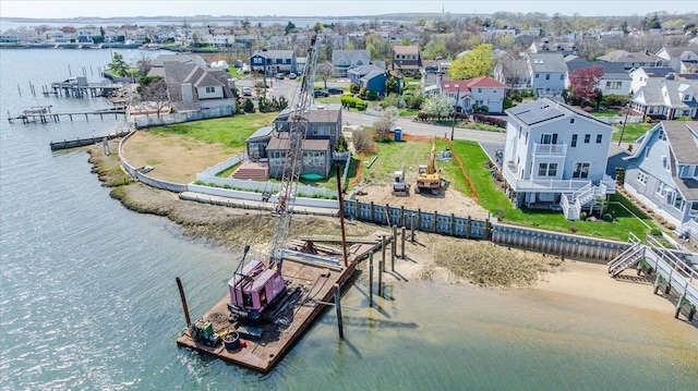 3505 Bay Front Dr, Baldwin Harbor, NY 11510 - birds eye view of property with a water view and a residential view