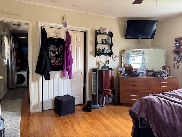 bedroom with light wood-style floors