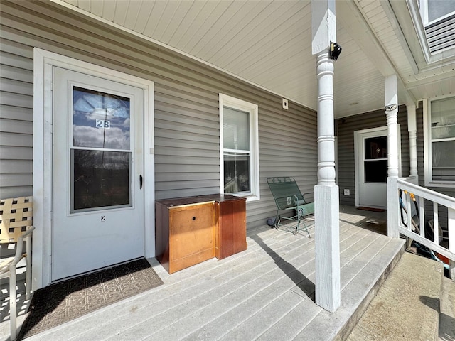 wooden deck with covered porch