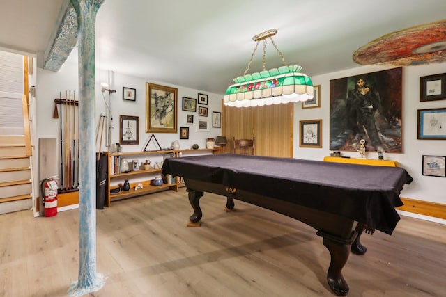game room featuring wood finished floors and billiards