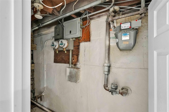 32-28 208th St, Bayside, NY 11361 - utility room featuring electric meter, gas meter, and electric panel