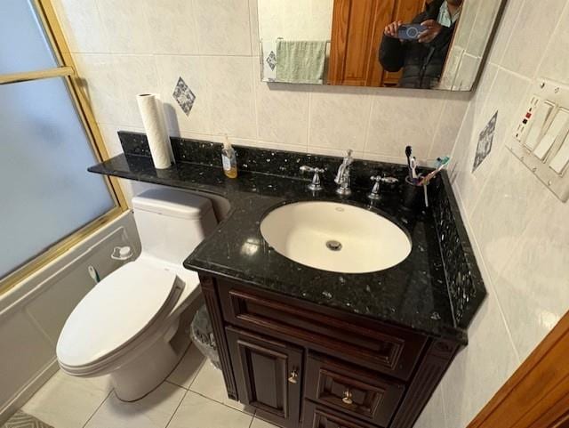 19 Yeoman Dr, East Northport, NY 11731 - bathroom featuring tile walls, toilet, and vanity
