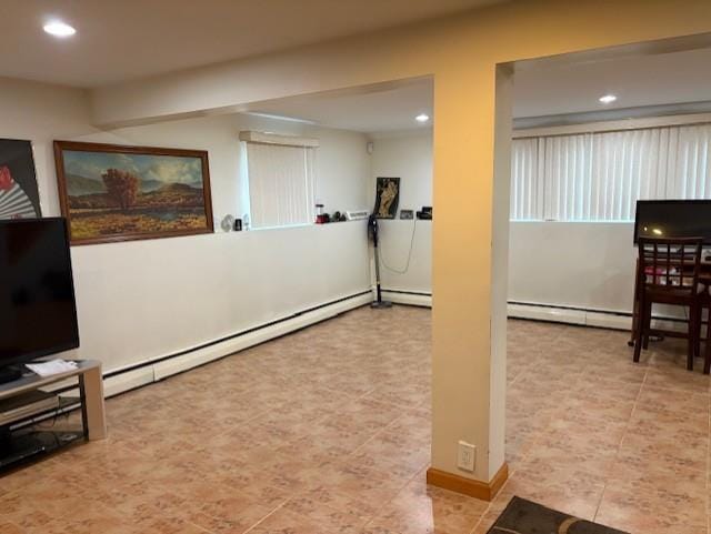 19 Yeoman Dr, East Northport, NY 11731 - interior space with tile patterned floors, recessed lighting, and a baseboard radiator