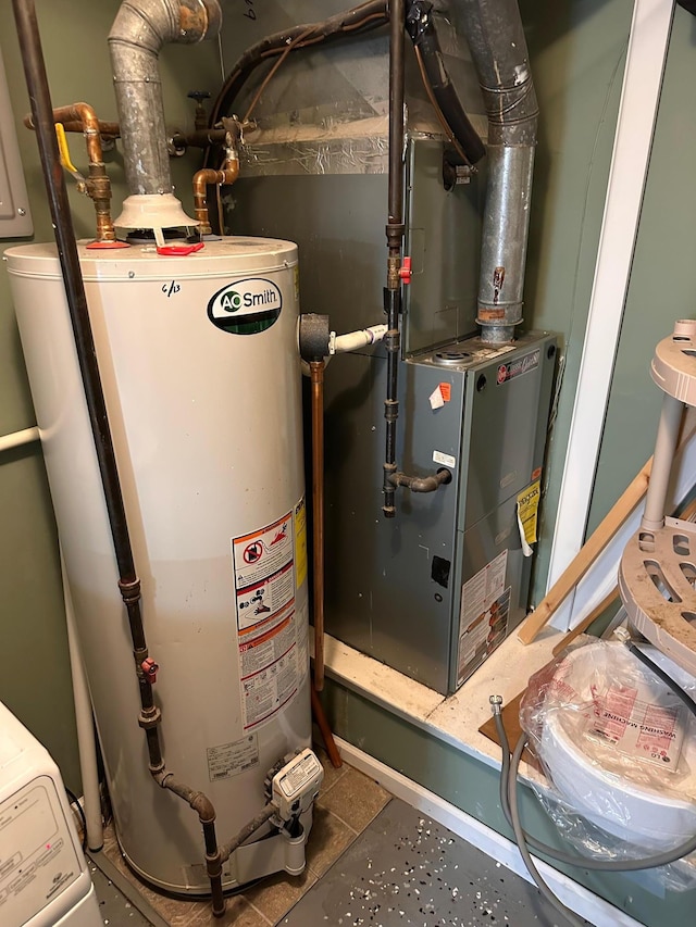 utilities with water heater and heating unit