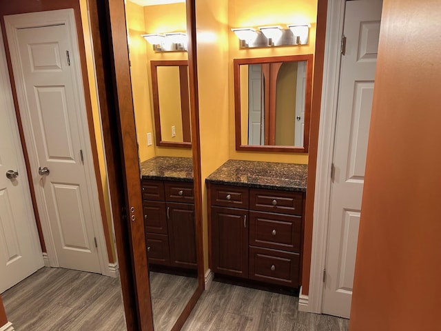 bathroom featuring vanity and wood finished floors
