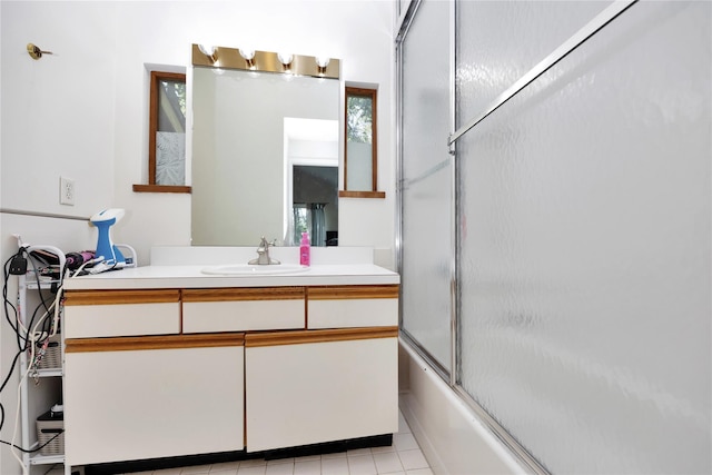 18 Warner Ct, Baiting Hollow, NY 11933 - full bathroom featuring tile patterned flooring, vanity, and enclosed tub / shower combo