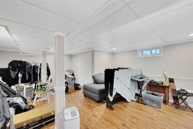 18 Warner Ct, Baiting Hollow, NY 11933 - interior space featuring a paneled ceiling and wood finished floors