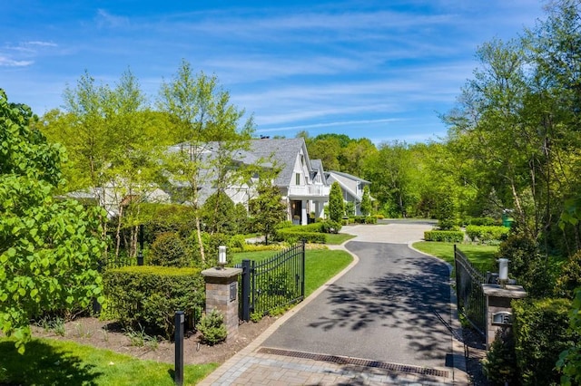 view of home's community with a gate and a fenced front yard