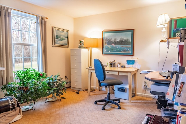 20 Bowers Dr, Hurleyville, NY 12747 - carpeted office space with a baseboard heating unit