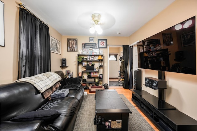 1290 Edison Ave, Bronx, NY 10461 - living area with a ceiling fan and wood finished floors