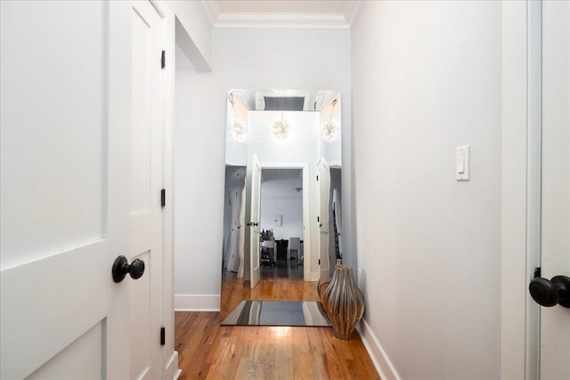 710 Riverside Dr Unit 6B, New York Manhattan, NY 10031 - corridor with ornamental molding, wood finished floors, and baseboards