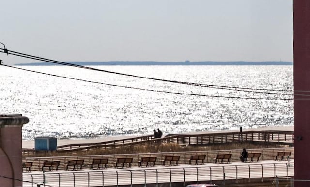 property view of water with a covered structure