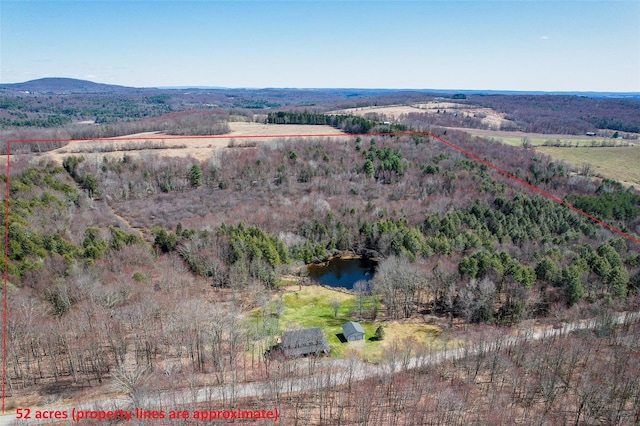drone / aerial view with a view of trees