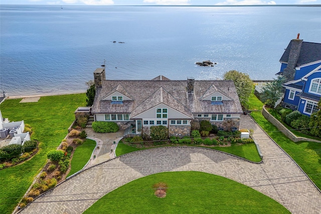 exterior space featuring a water view