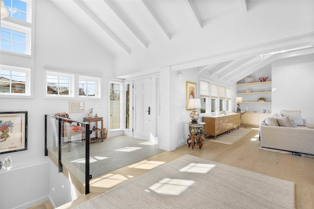 interior space with beam ceiling