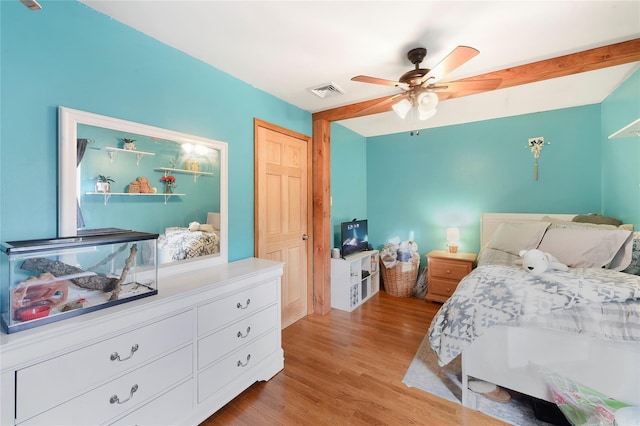 91 Meyerhoff Rd, Hurleyville, NY 12747 - bedroom featuring light wood-type flooring, a ceiling fan, and visible vents