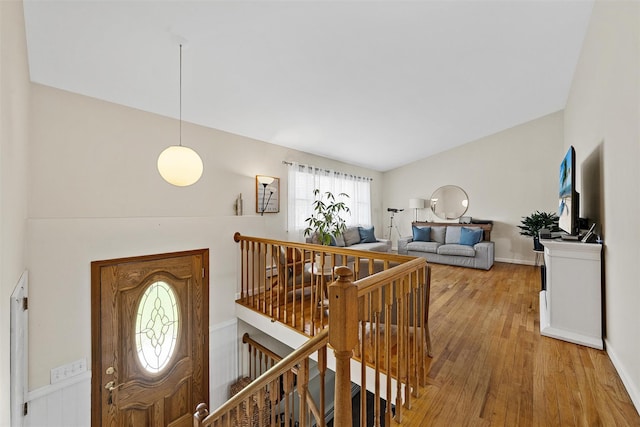 foyer with wood finished floors